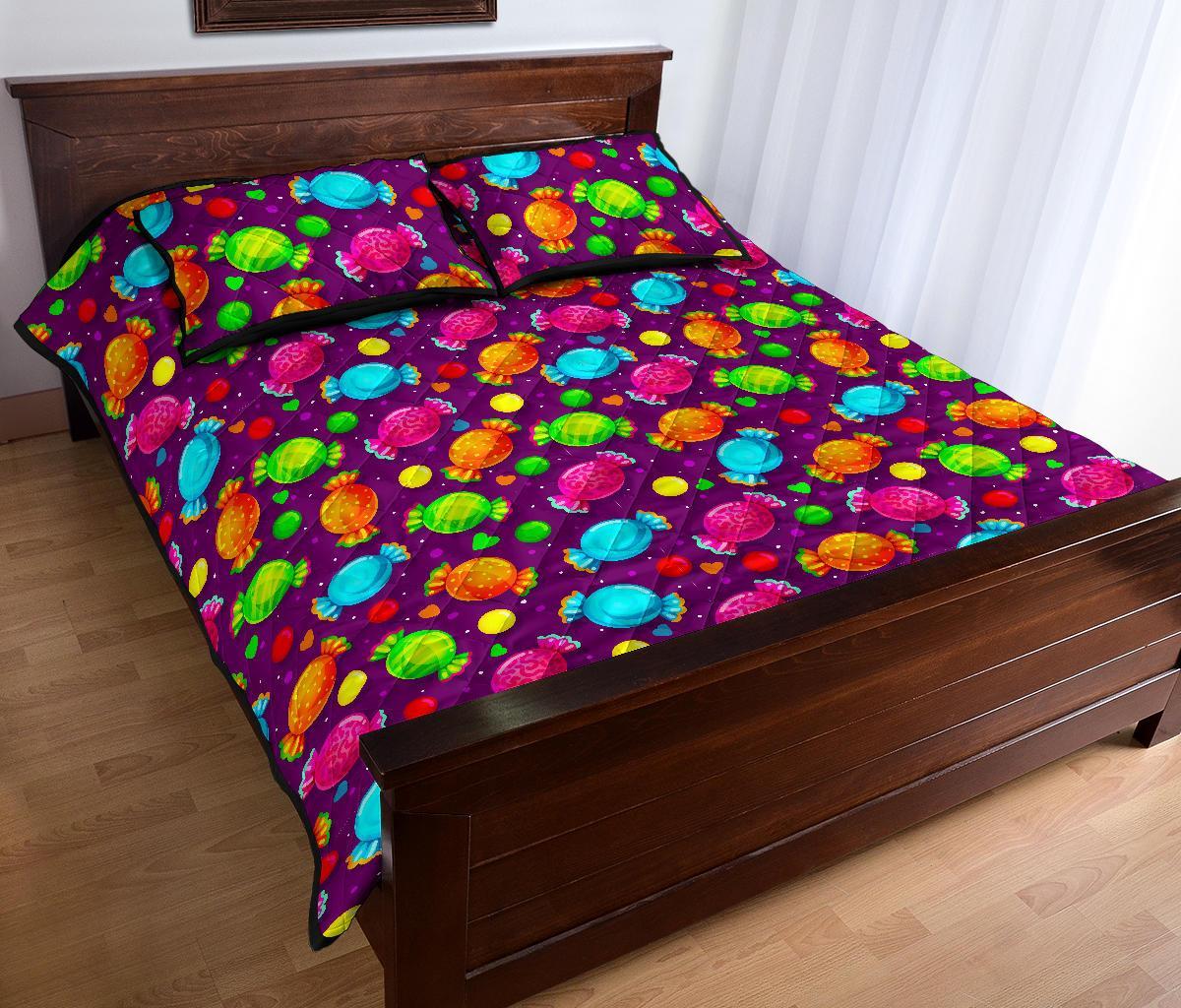 Toffee Candy Pattern Print Bed Set Quilt-grizzshop