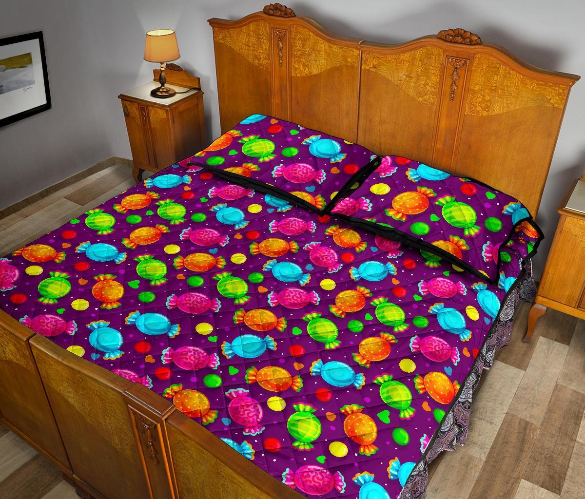 Toffee Candy Pattern Print Bed Set Quilt-grizzshop