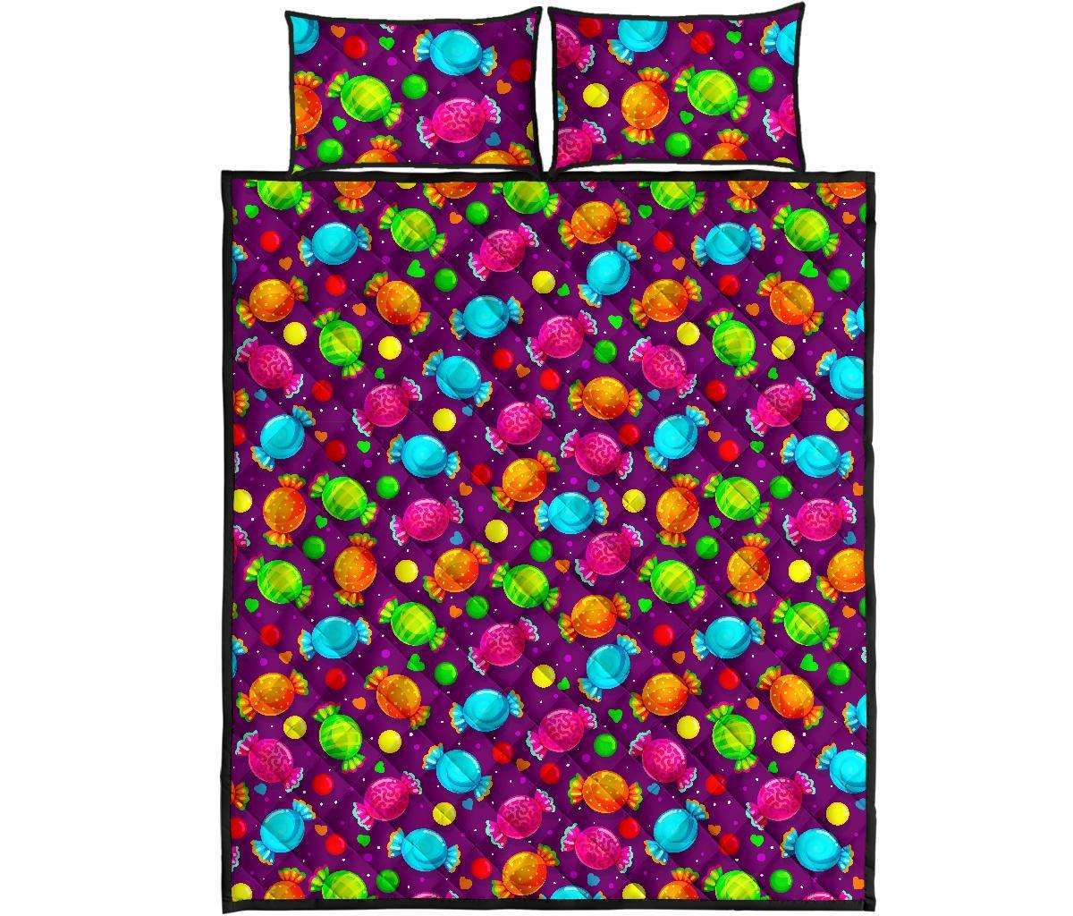 Toffee Candy Pattern Print Bed Set Quilt-grizzshop