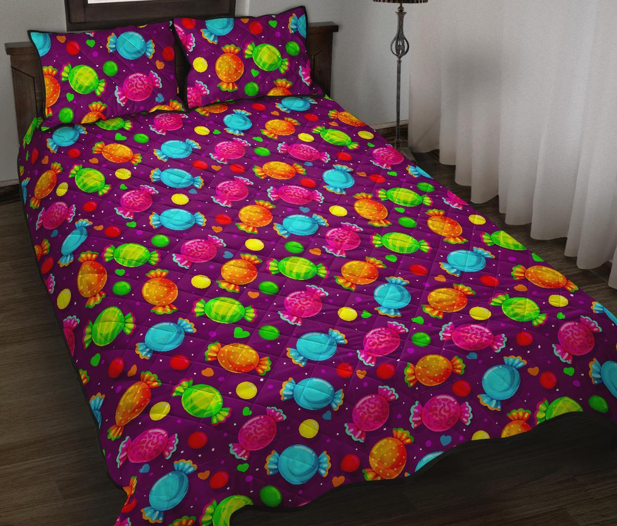 Toffee Candy Pattern Print Bed Set Quilt-grizzshop