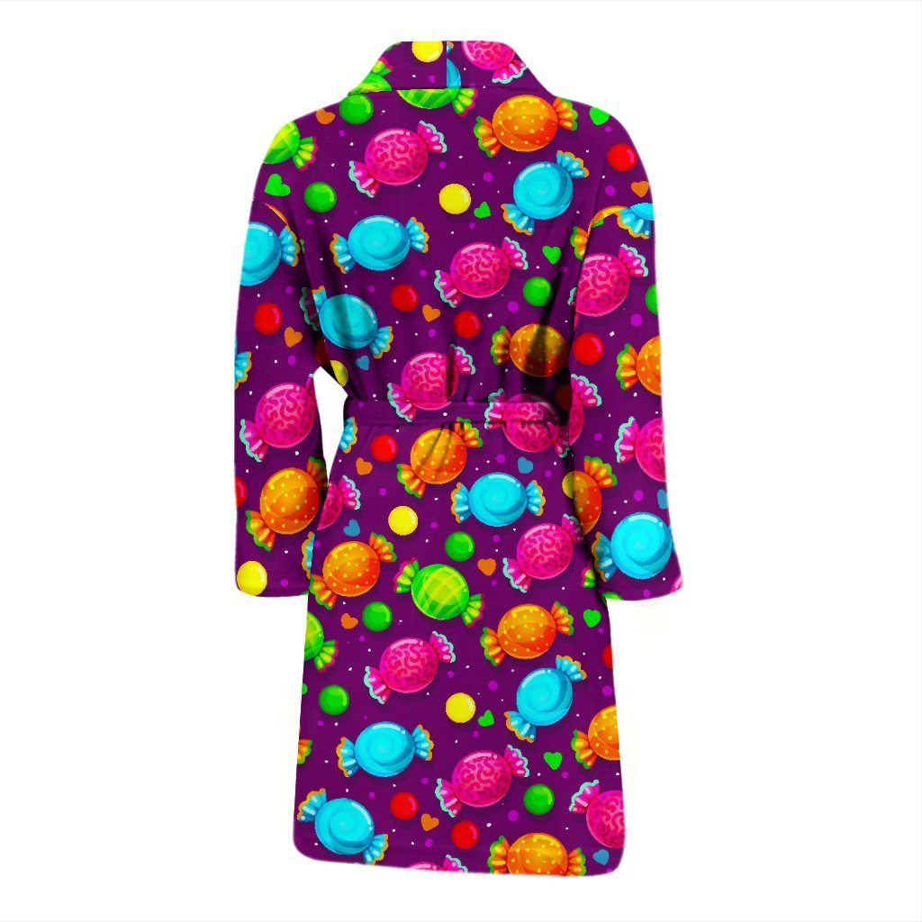 Toffee Candy Pattern Print Men Long Robe-grizzshop