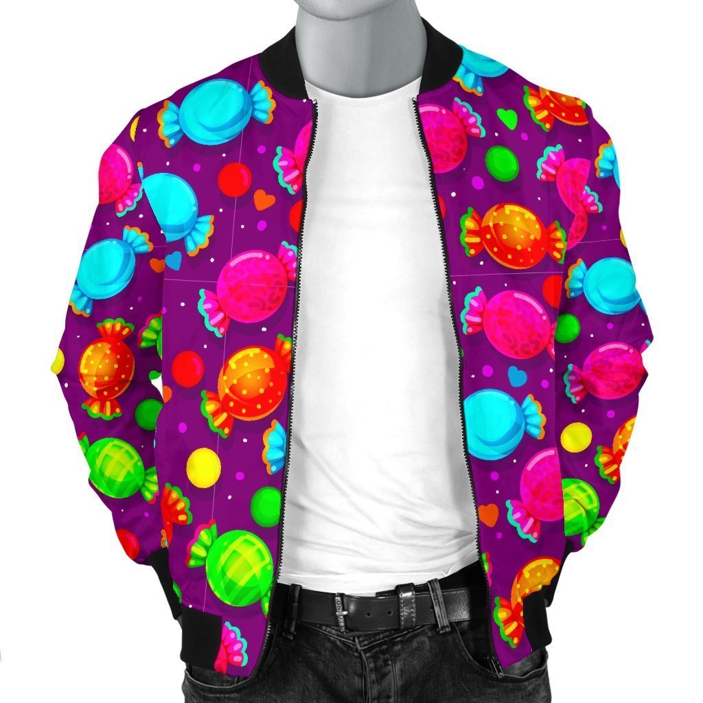 Toffee Candy Pattern Print Men's Bomber Jacket-grizzshop