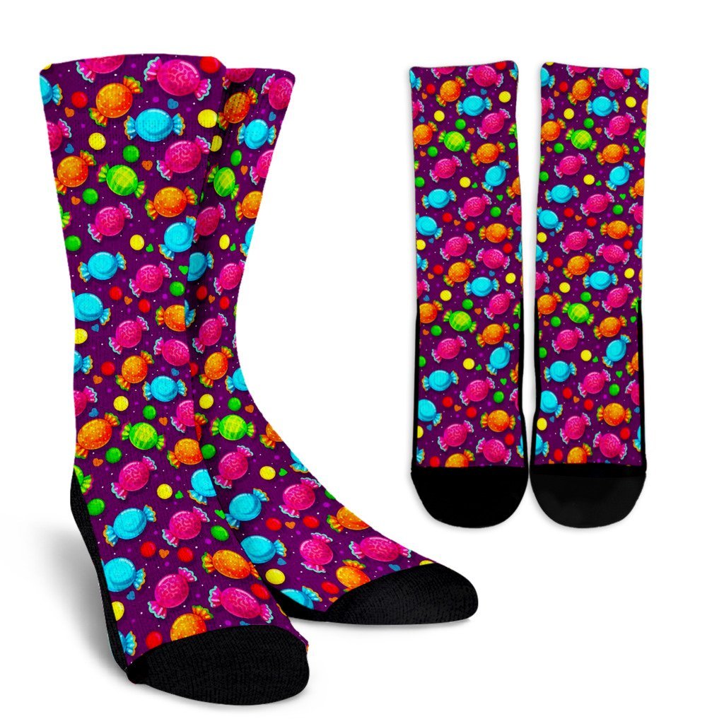 Toffee Candy Pattern Print Unisex Crew Socks-grizzshop