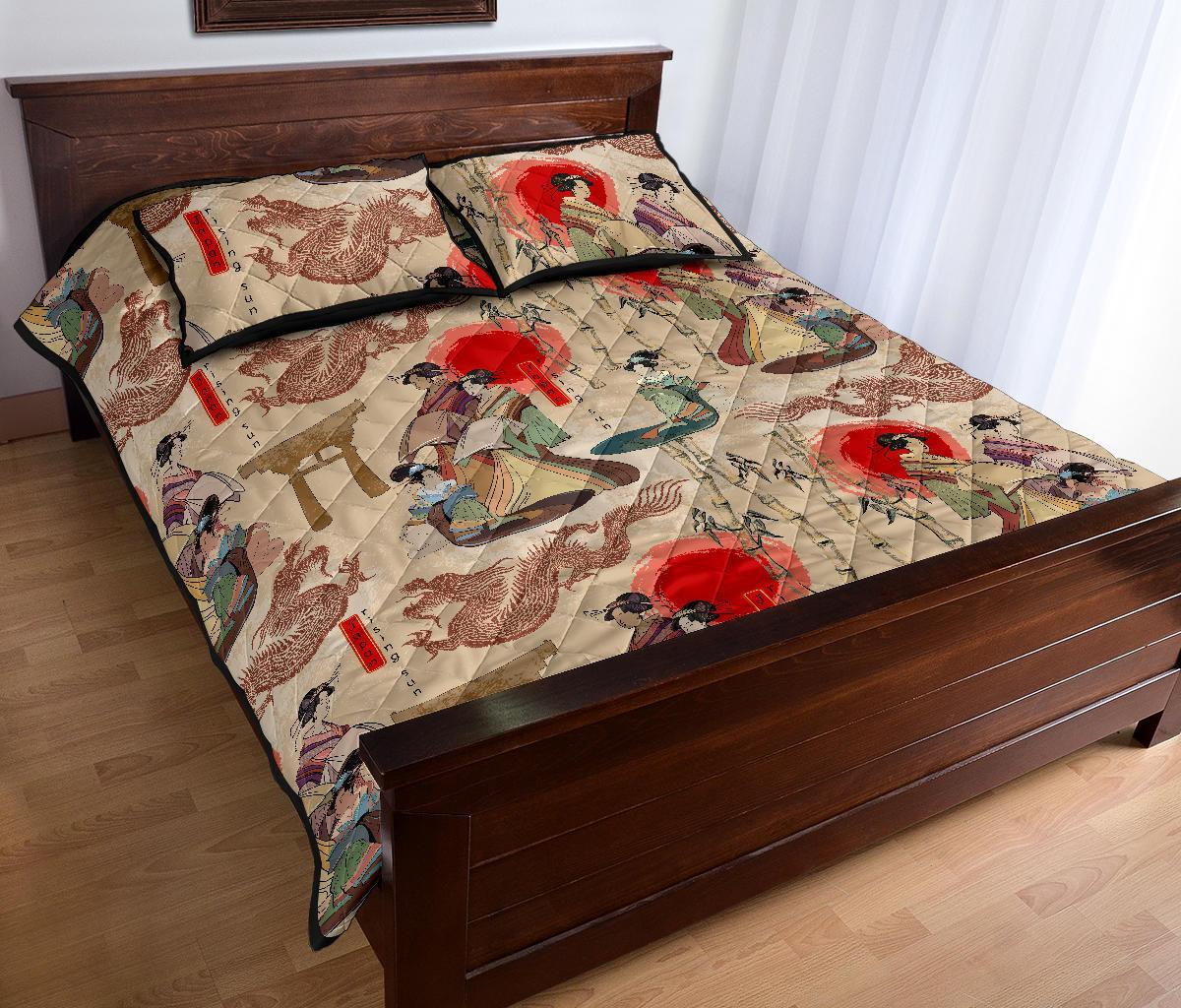 Tokyo Japanese Pattern Print Bed Set Quilt-grizzshop