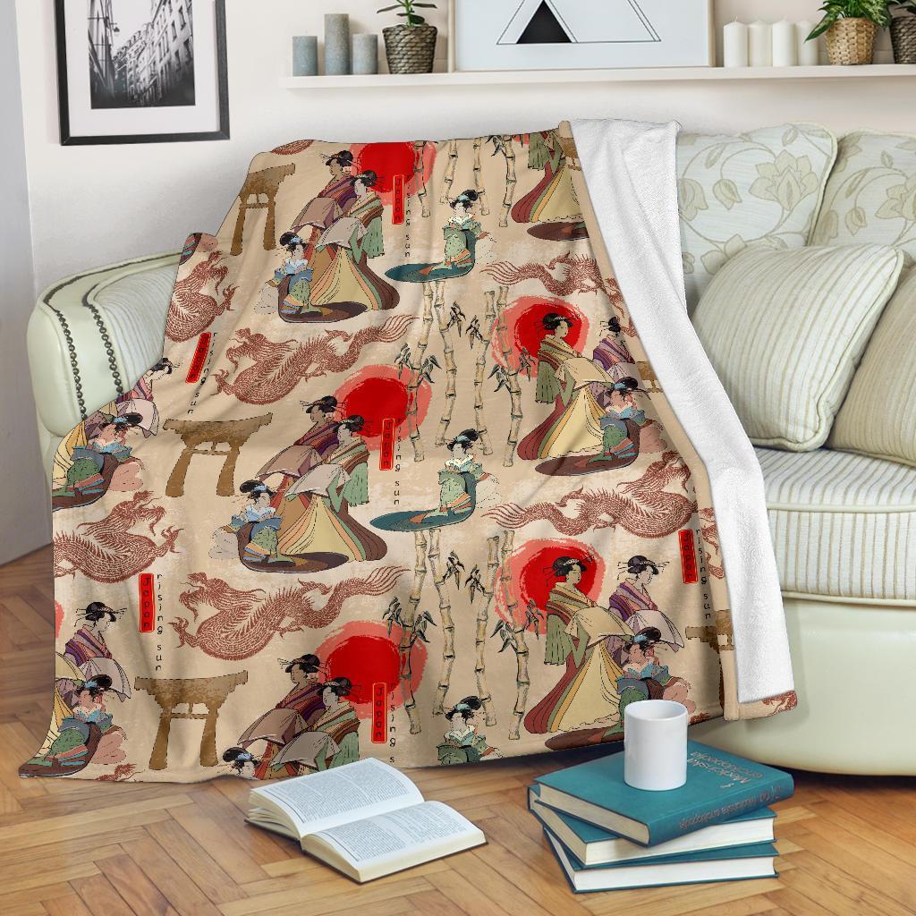 Tokyo Japanese Pattern Print Blanket-grizzshop