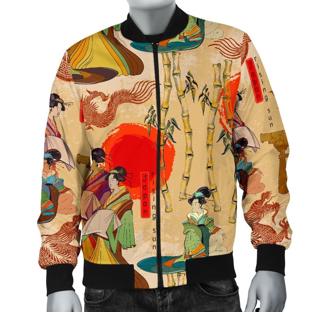 Tokyo Japanese Pattern Print Men's Bomber Jacket-grizzshop