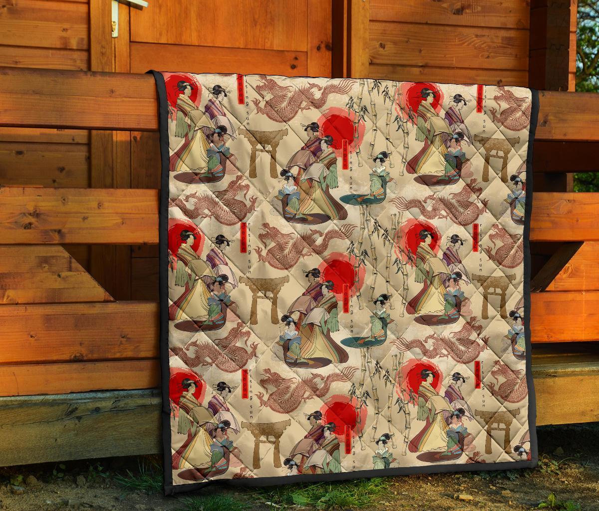 Tokyo Japanese Pattern Print Quilt-grizzshop