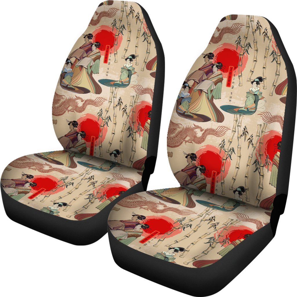 Tokyo Japanese Pattern Print Universal Fit Car Seat Covers-grizzshop