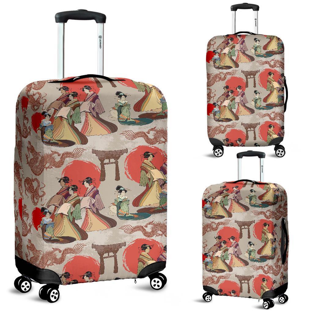 Tokyo Japanese Print Pattern Luggage Cover Protector-grizzshop