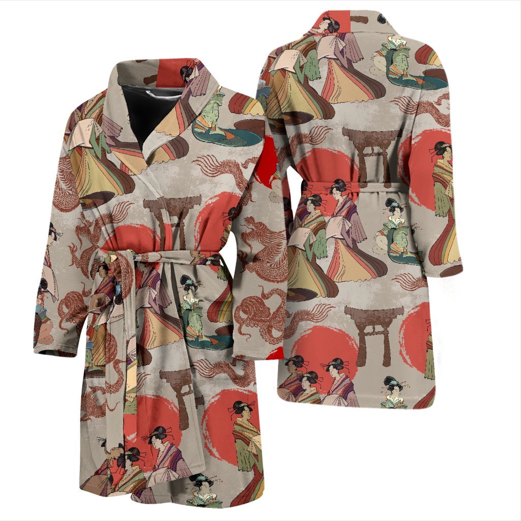 Tokyo Japanese Print Pattern Men Long Robe-grizzshop