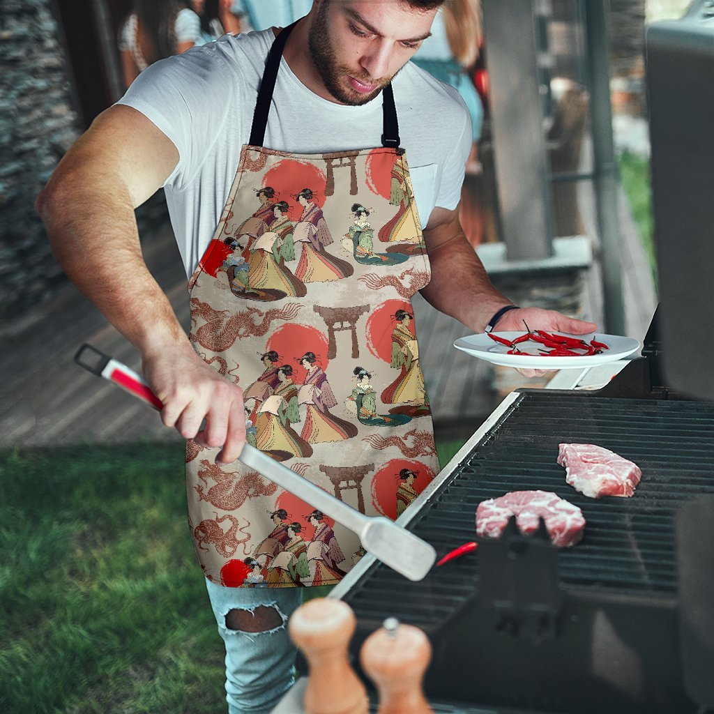 Tokyo Japanese Print Pattern Men's Apron-grizzshop