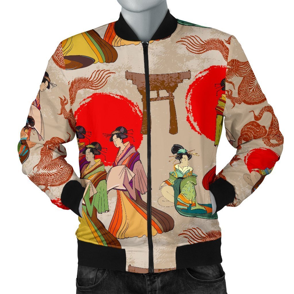 Tokyo Japanese Print Pattern Men's Bomber Jacket-grizzshop