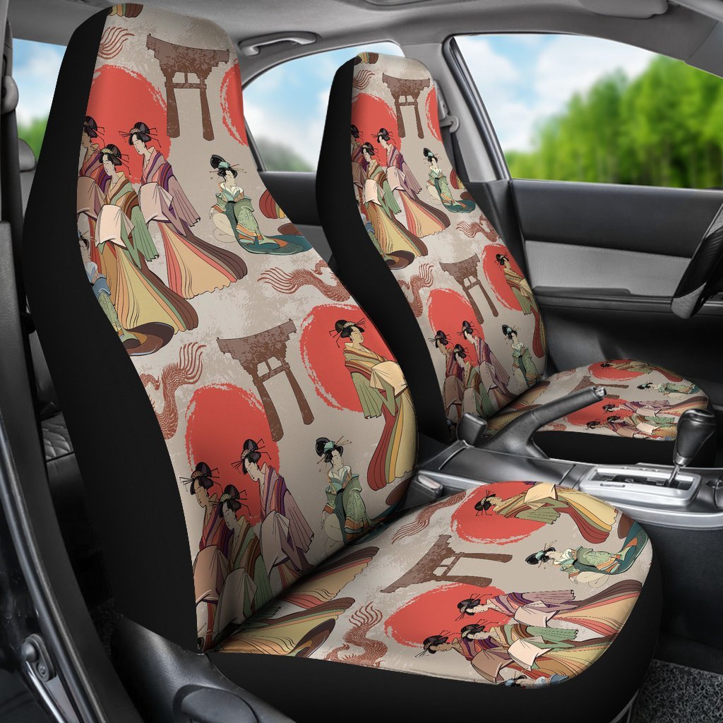 Tokyo Japanese Print Pattern Universal Fit Car Seat Covers-grizzshop