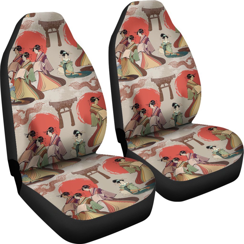 Tokyo Japanese Print Pattern Universal Fit Car Seat Covers-grizzshop