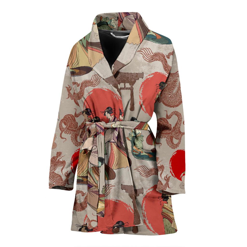 Tokyo Japanese Print Pattern Women Long Robe-grizzshop