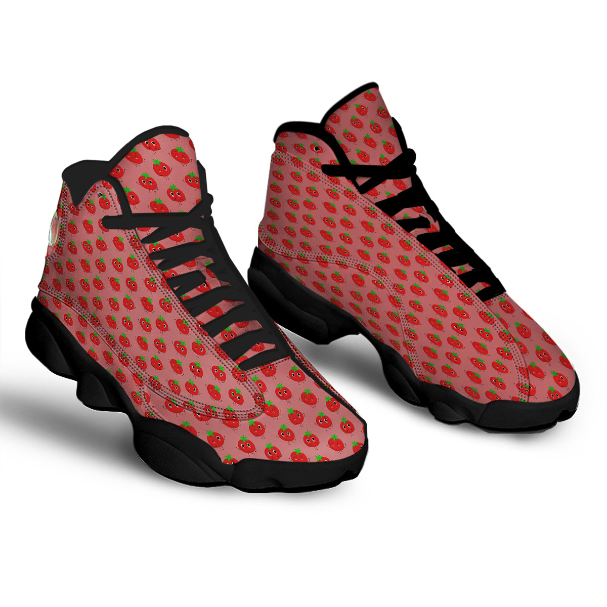 Tomato Cute Print Pattern Black Basketball Shoes-grizzshop