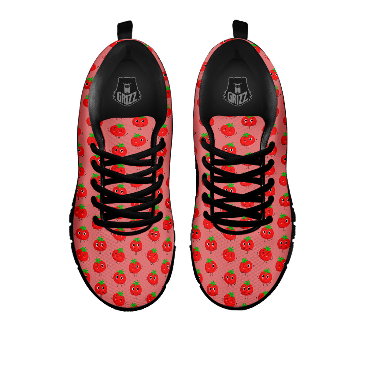 Tomato Cute Print Pattern Black Sneaker-grizzshop