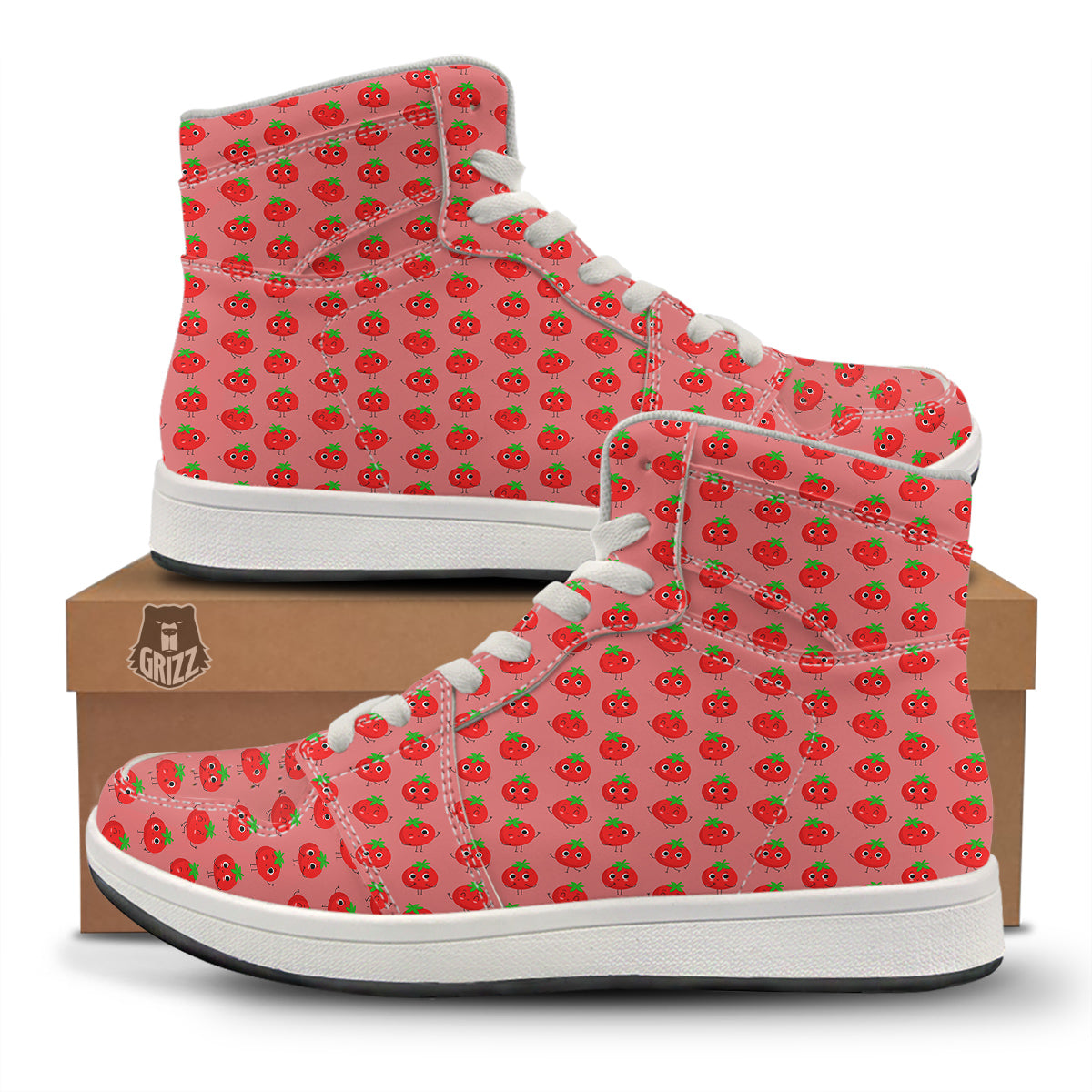 Tomato Cute Print Pattern High Top Sneakers-grizzshop