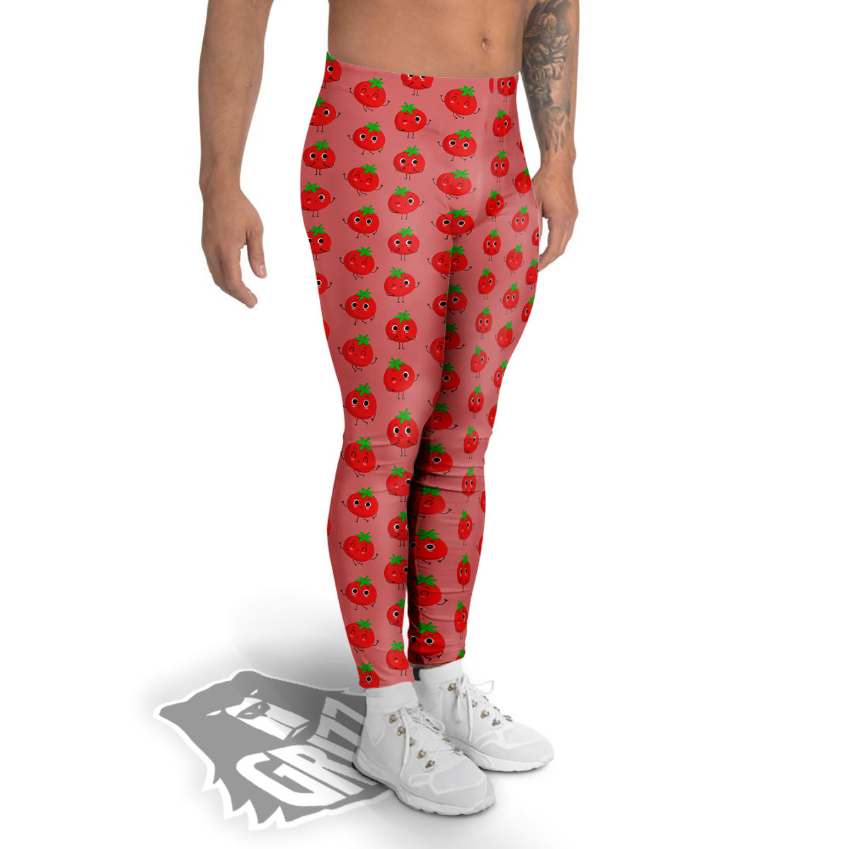 Tomato Cute Print Pattern Men's Leggings-grizzshop