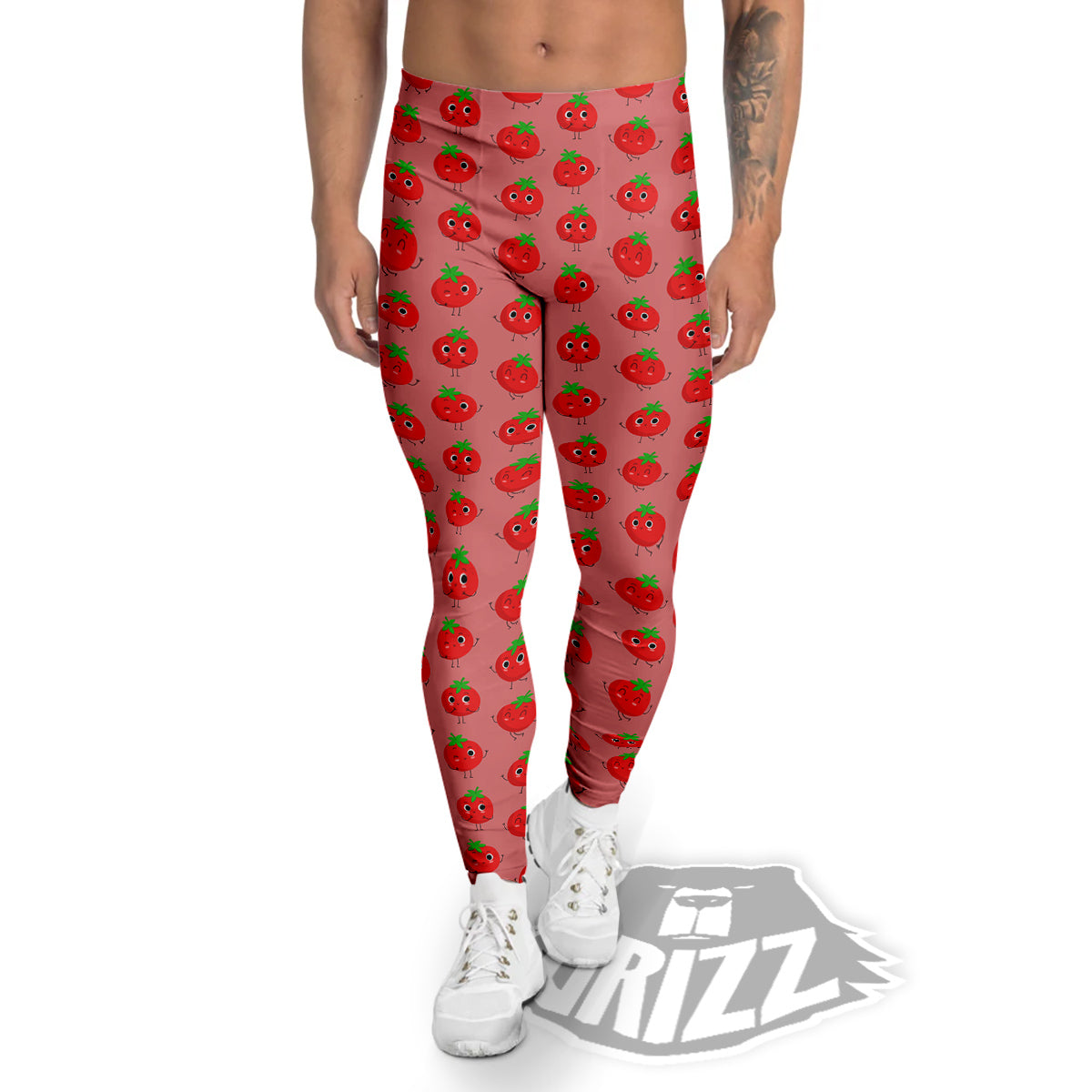 Tomato Cute Print Pattern Men's Leggings-grizzshop