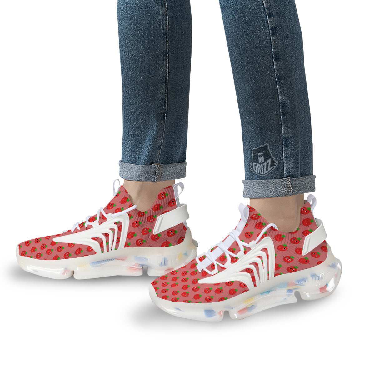 Tomato Cute Print Pattern White Gym Shoes-grizzshop