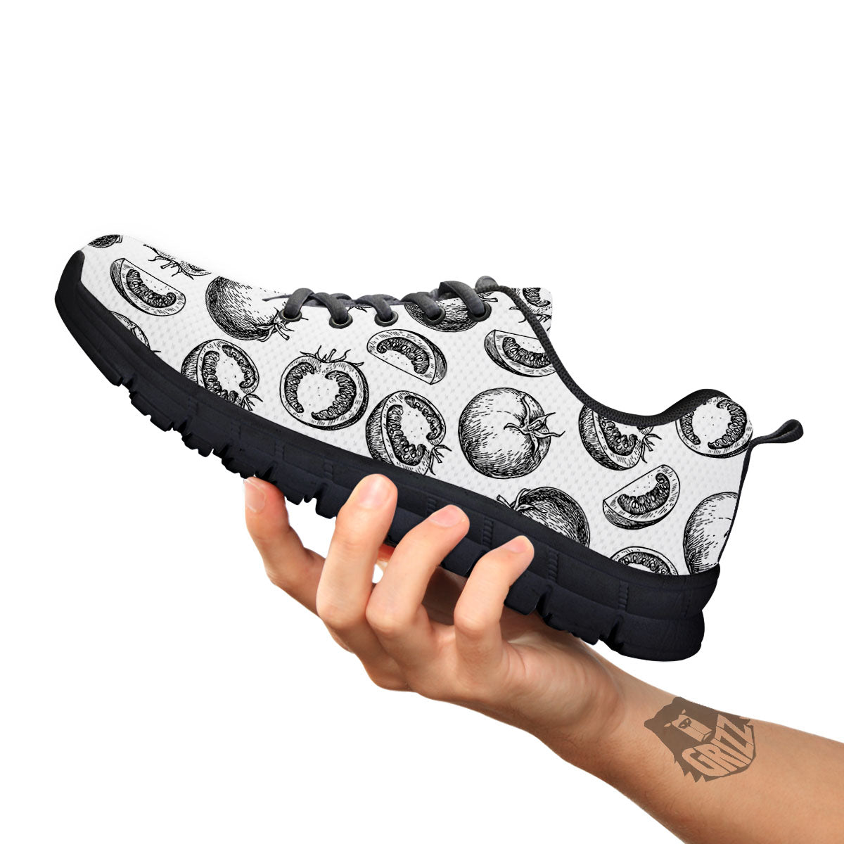 Tomato Hand Drawn Print Pattern Black Sneaker-grizzshop