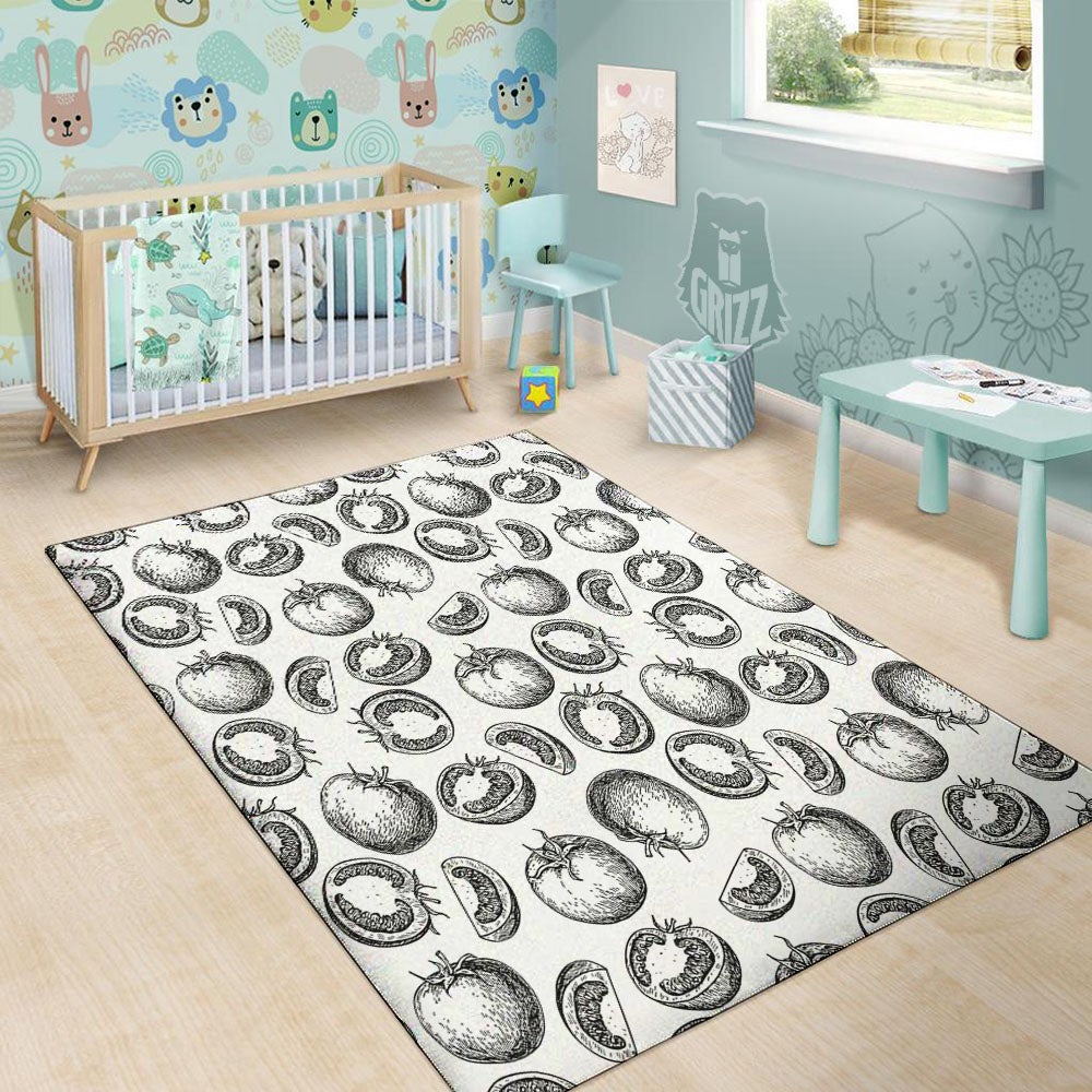Tomato Hand Drawn Print Pattern Floor Mat-grizzshop