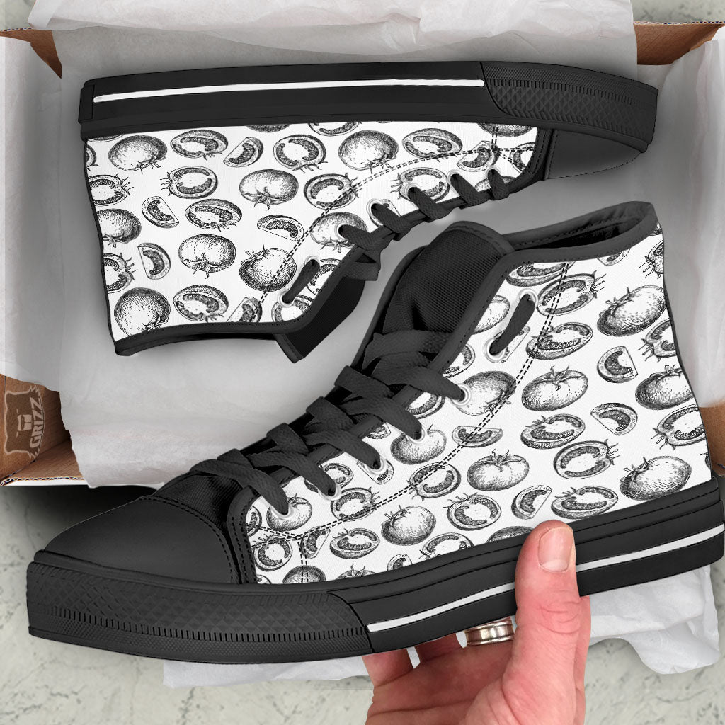 Tomato Hand Drawn Print Pattern High Top Shoes-grizzshop