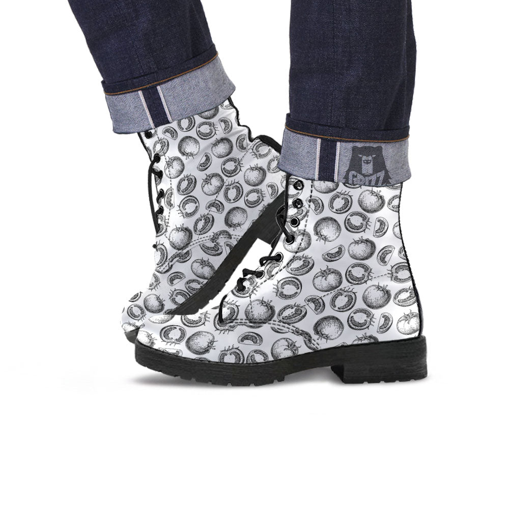 Tomato Hand Drawn Print Pattern Leather Boots-grizzshop
