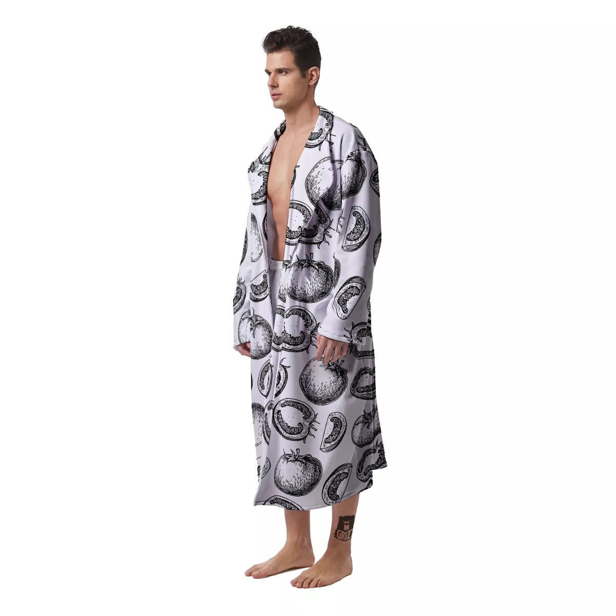 Tomato Hand Drawn Print Pattern Men's Robe-grizzshop