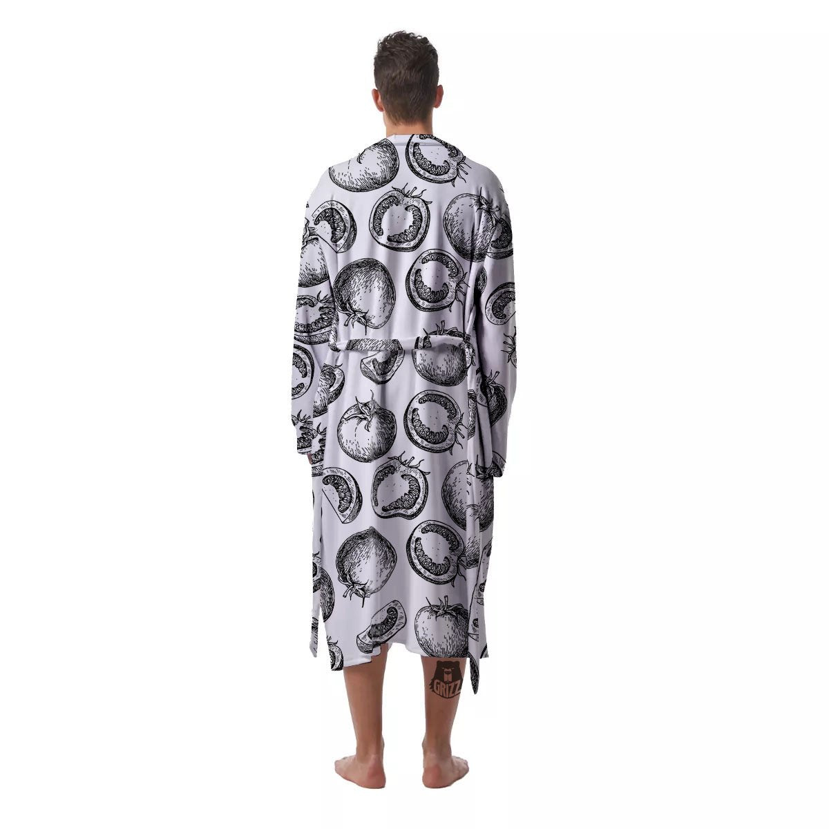 Tomato Hand Drawn Print Pattern Men's Robe-grizzshop