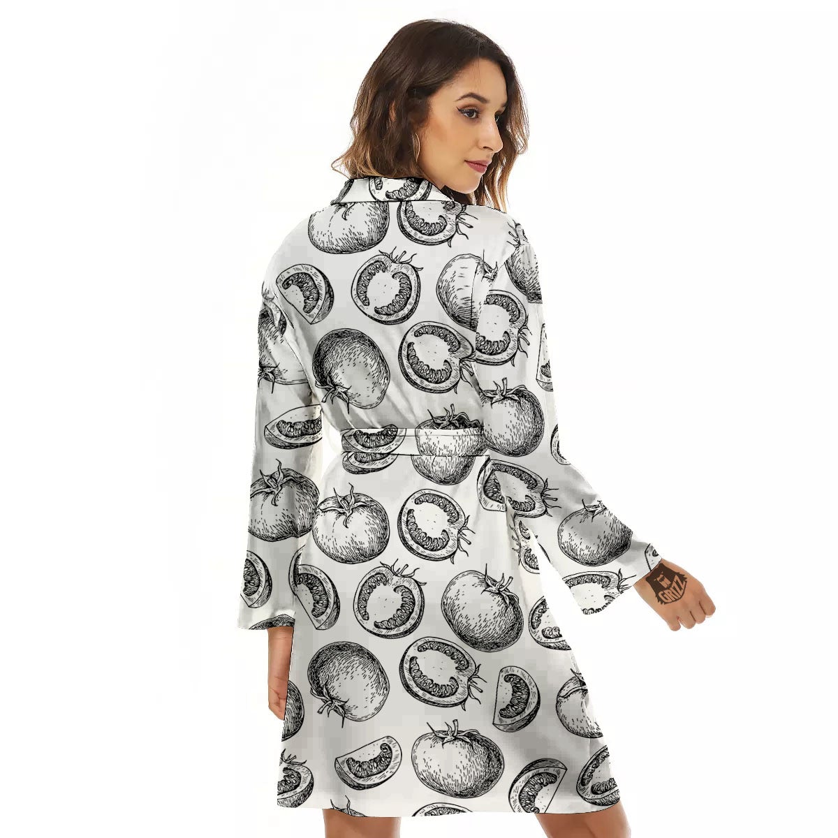 Tomato Hand Drawn Print Pattern Women's Robe-grizzshop
