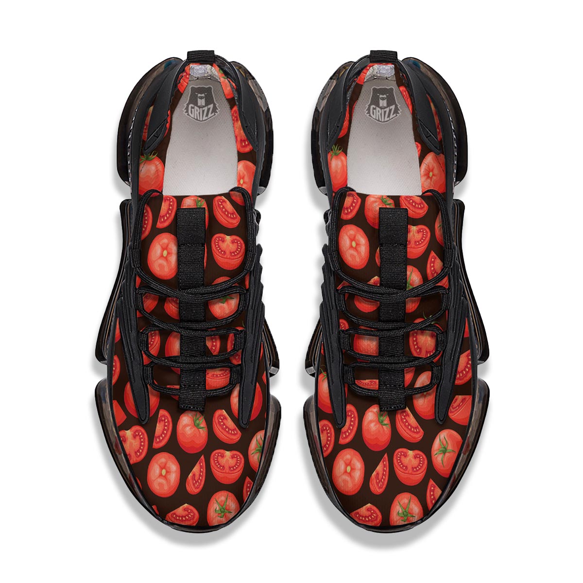 Tomatoes Red Print Pattern Black Gym Shoes-grizzshop