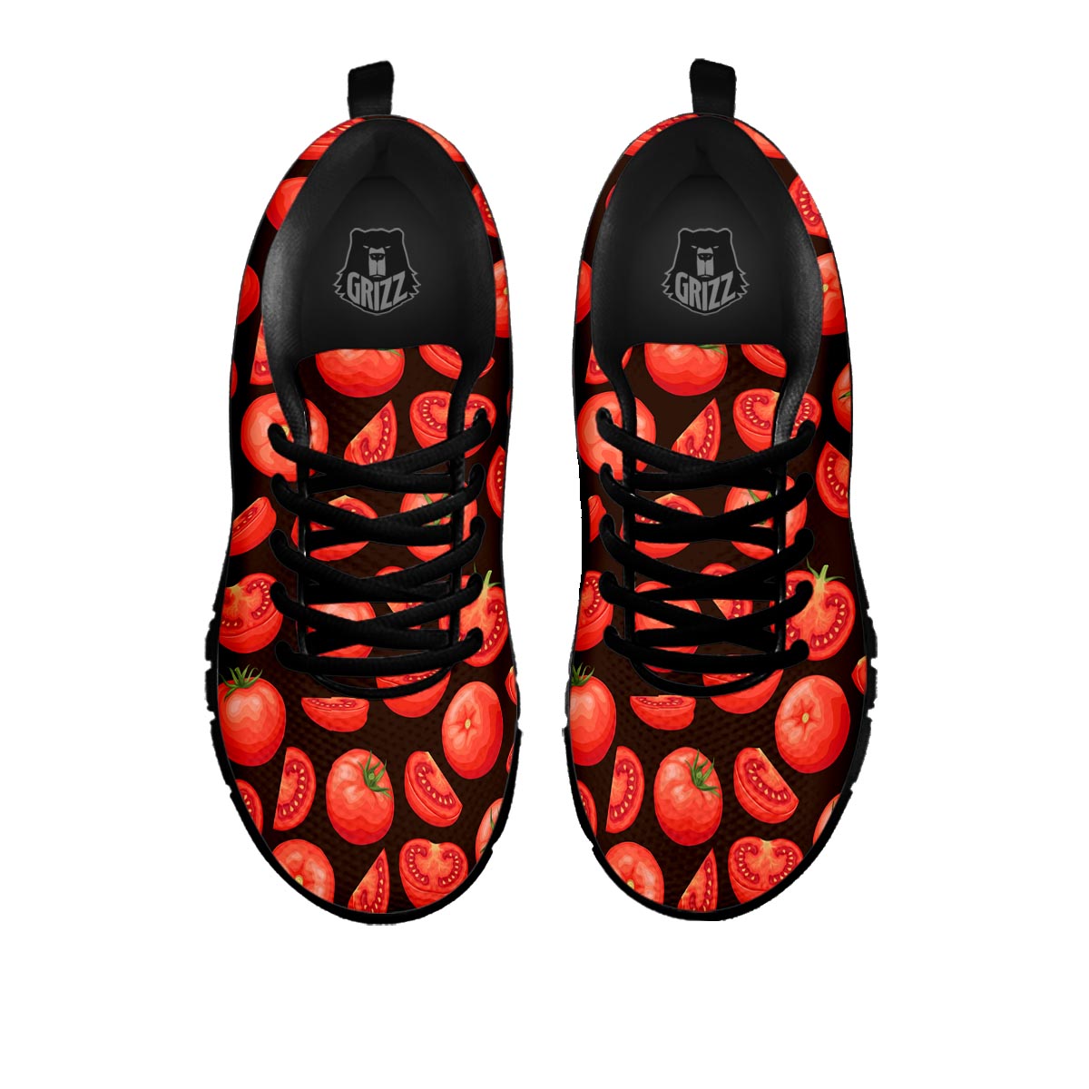 Tomatoes Red Print Pattern Black Sneaker-grizzshop