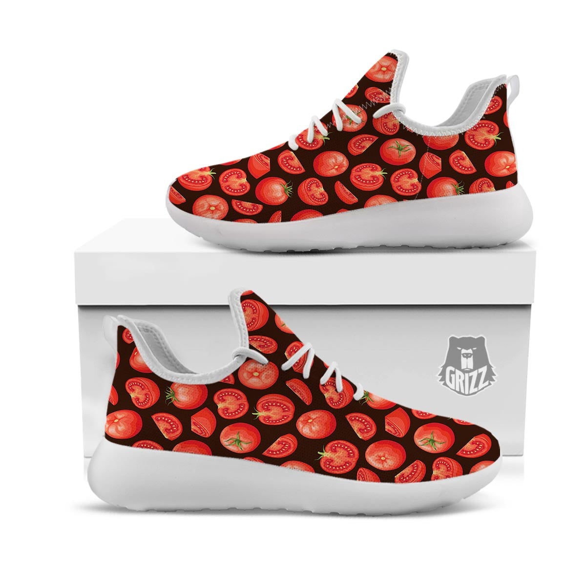 Tomatoes Red Print Pattern White Athletic Shoes-grizzshop