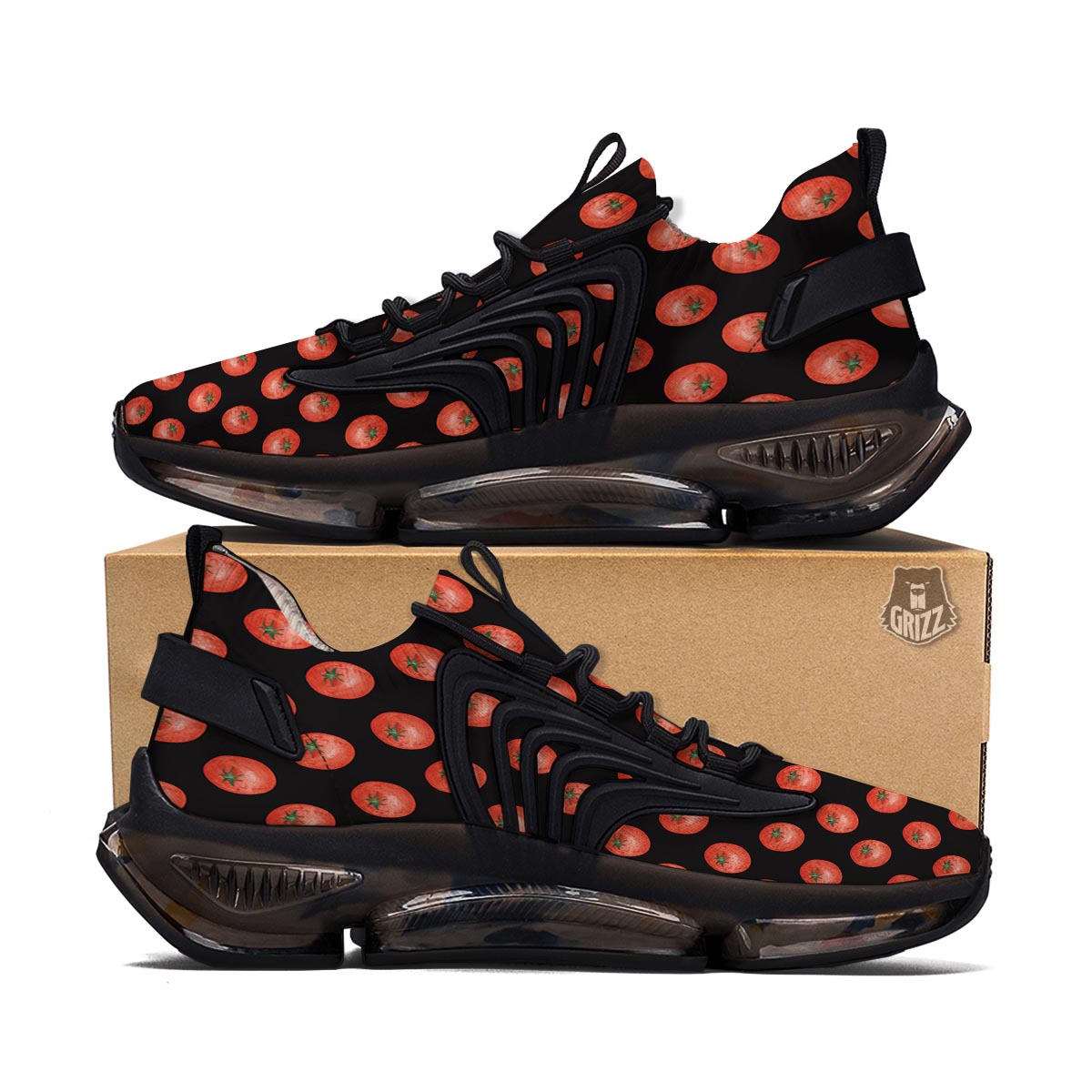 Tomatoes Red Ripe Print Pattern Black Gym Shoes-grizzshop