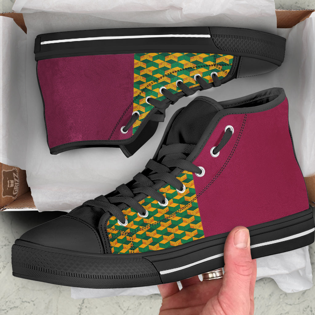Tomioka Print Pattern Black High Top Shoes-grizzshop