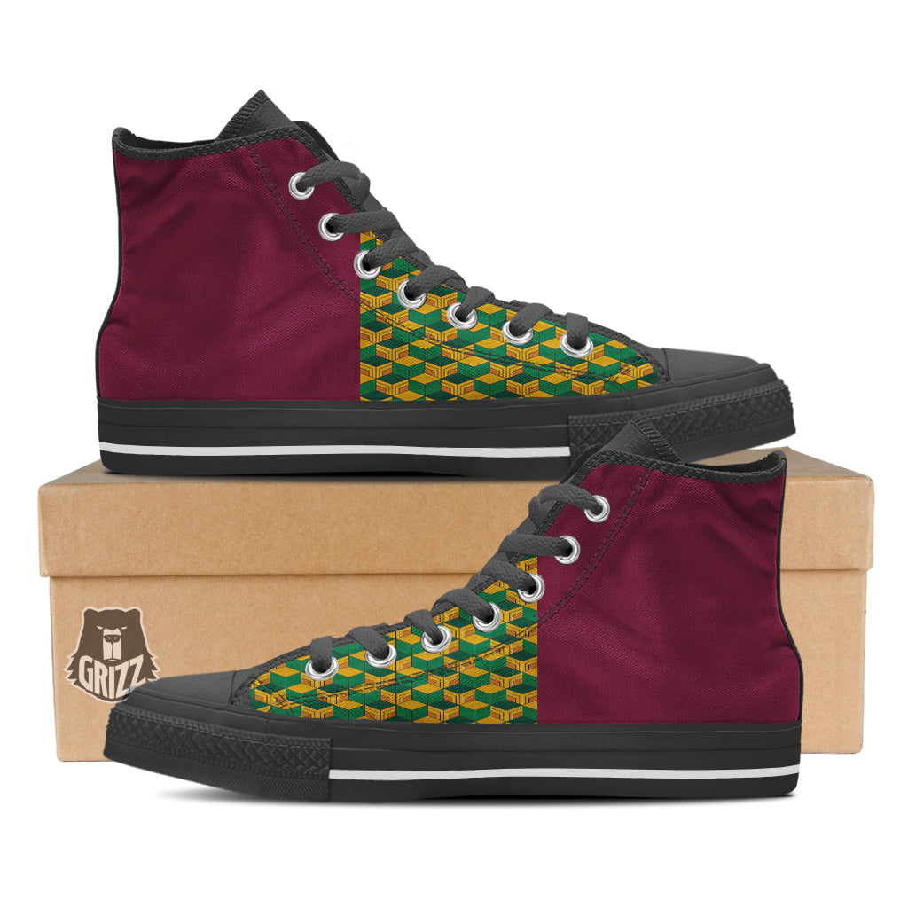 Tomioka Print Pattern Black High Top Shoes-grizzshop