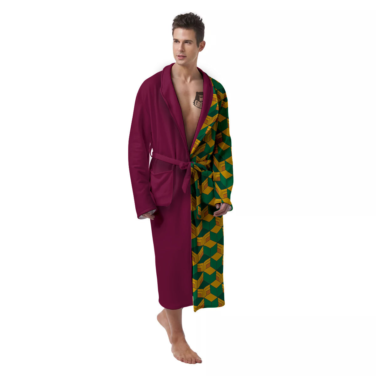 Tomioka Print Pattern Men's Robe-grizzshop