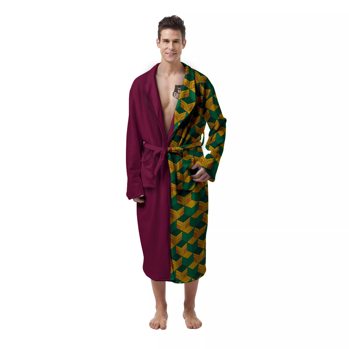 Tomioka Print Pattern Men's Robe-grizzshop