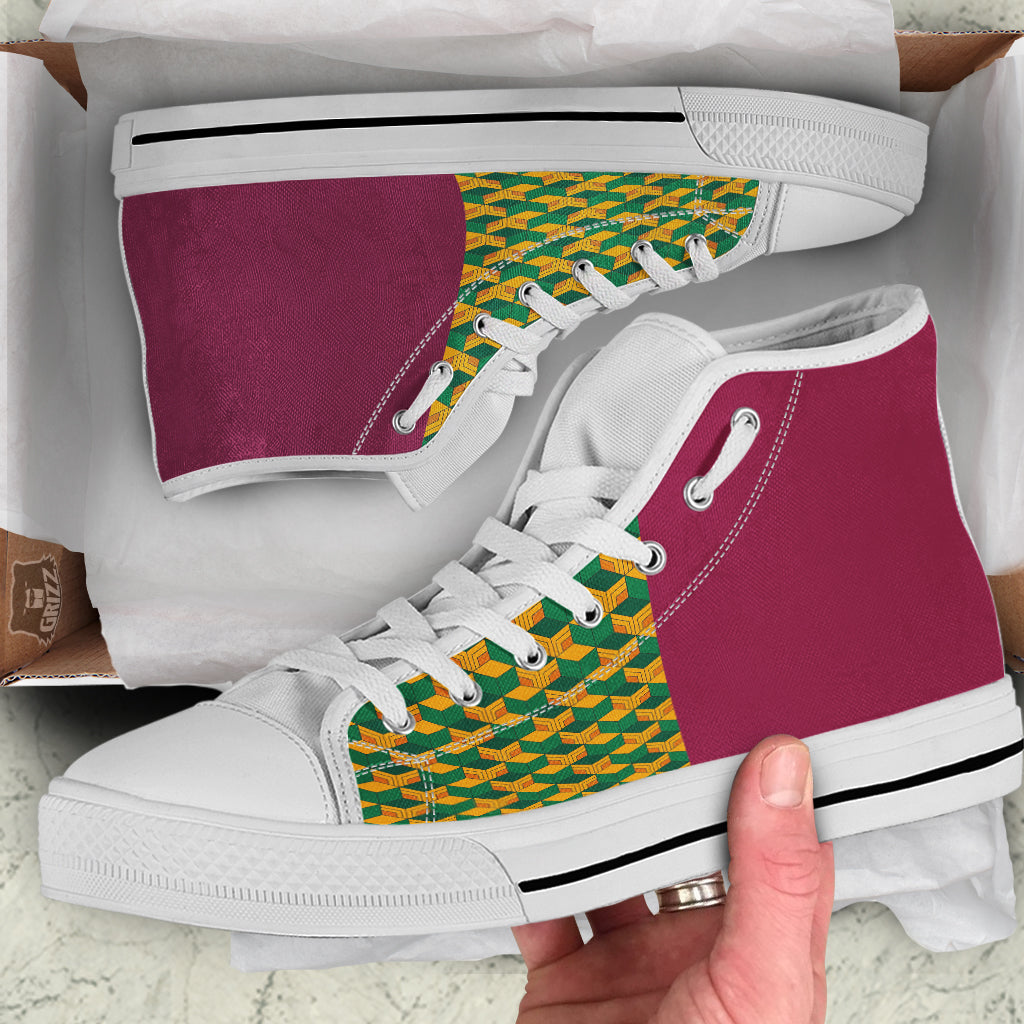 Tomioka Print Pattern White High Top Shoes-grizzshop