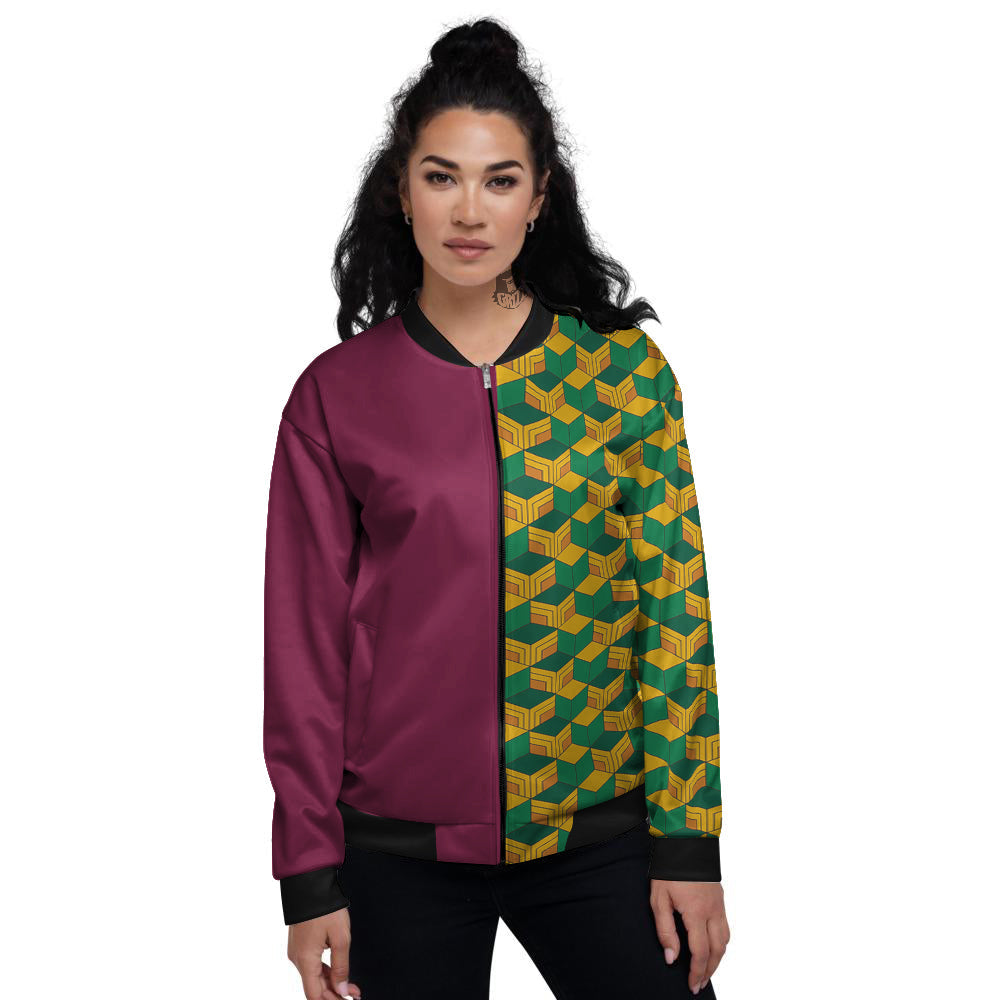 Tomioka Print Pattern Women's Bomber Jacket-grizzshop