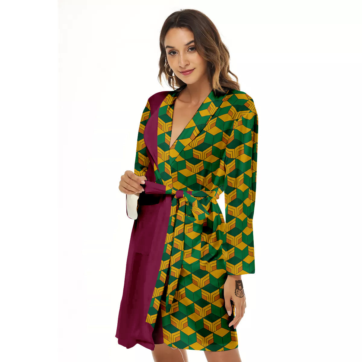 Tomioka Print Pattern Women's Robe-grizzshop