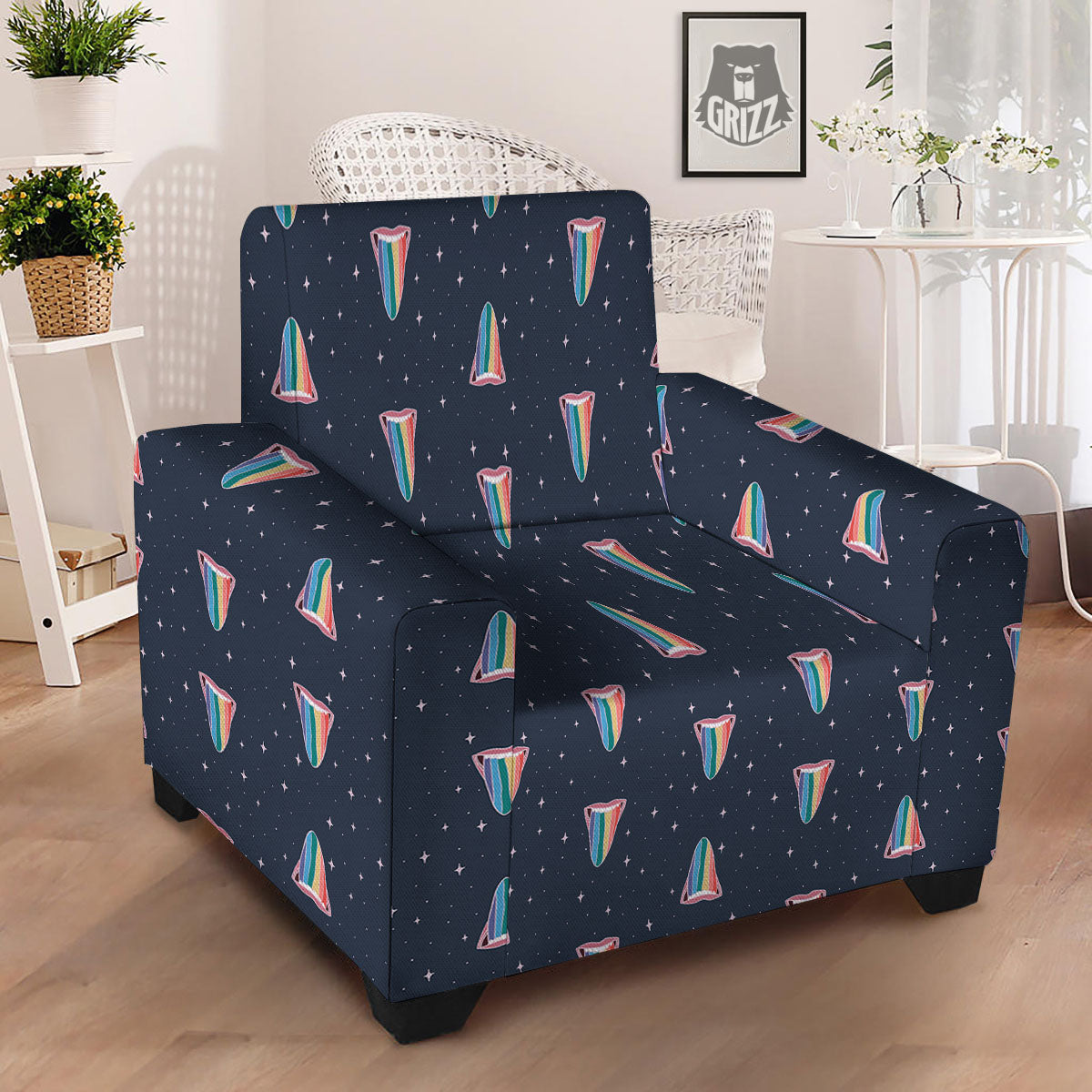 Tongue Gay Pride Print Pattern Armchair Slipcover-grizzshop