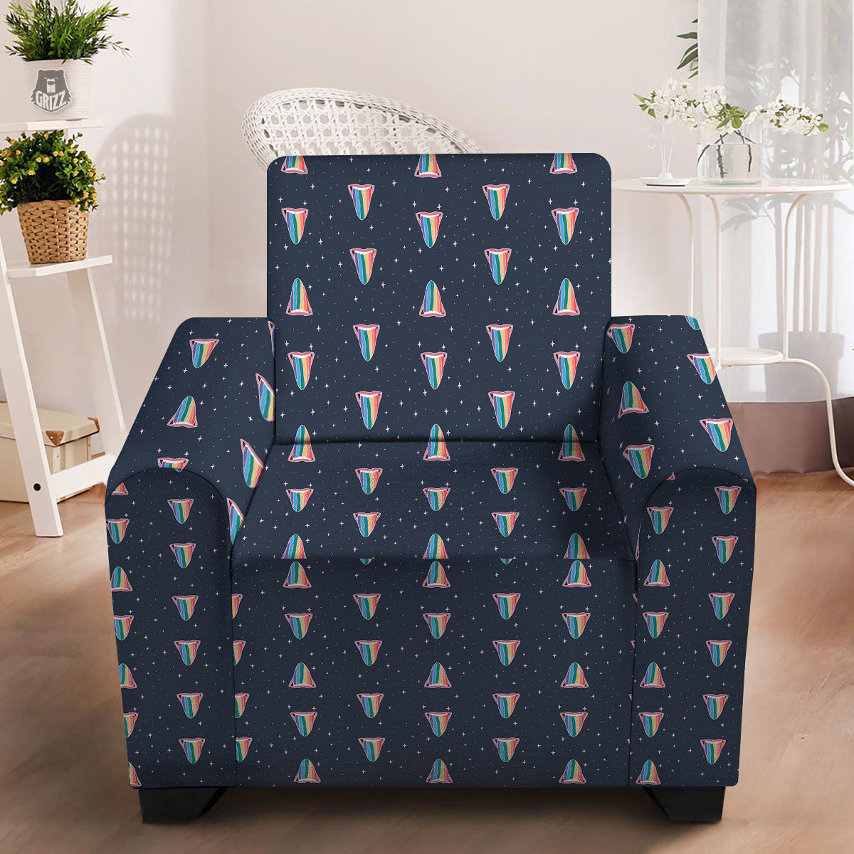 Tongue Gay Pride Print Pattern Armchair Slipcover-grizzshop