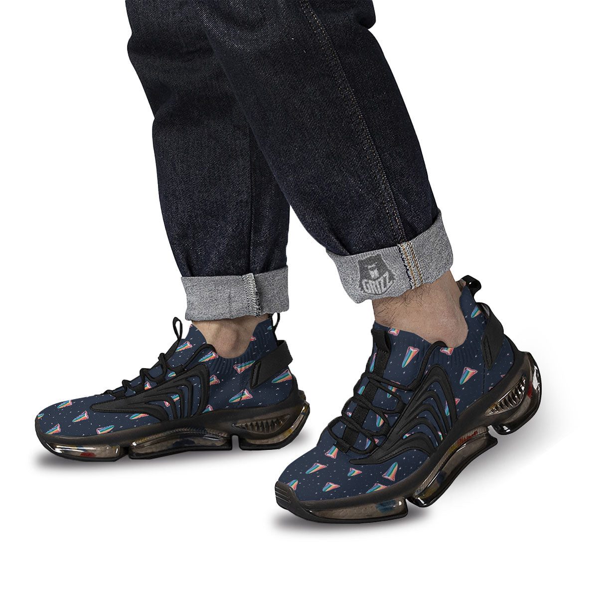 Tongue Gay Pride Print Pattern Black Gym Shoes-grizzshop