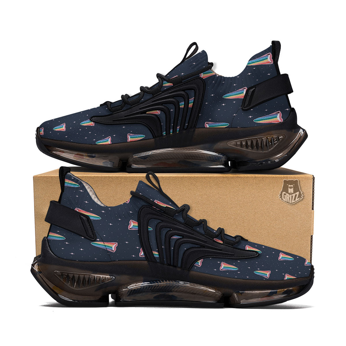 Tongue Gay Pride Print Pattern Black Gym Shoes-grizzshop