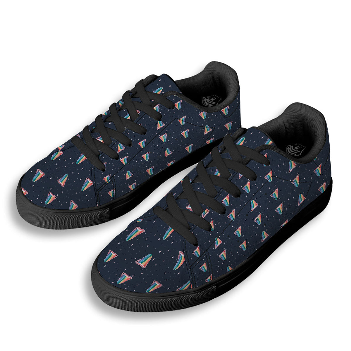 Tongue Gay Pride Print Pattern Black Low Top Sneakers-grizzshop