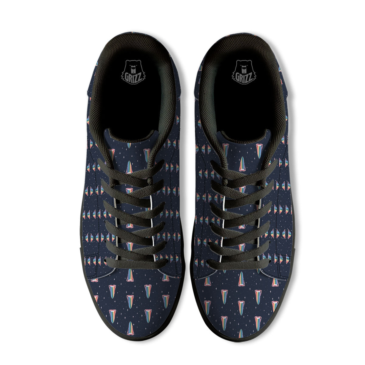 Tongue Gay Pride Print Pattern Black Low Top Sneakers-grizzshop