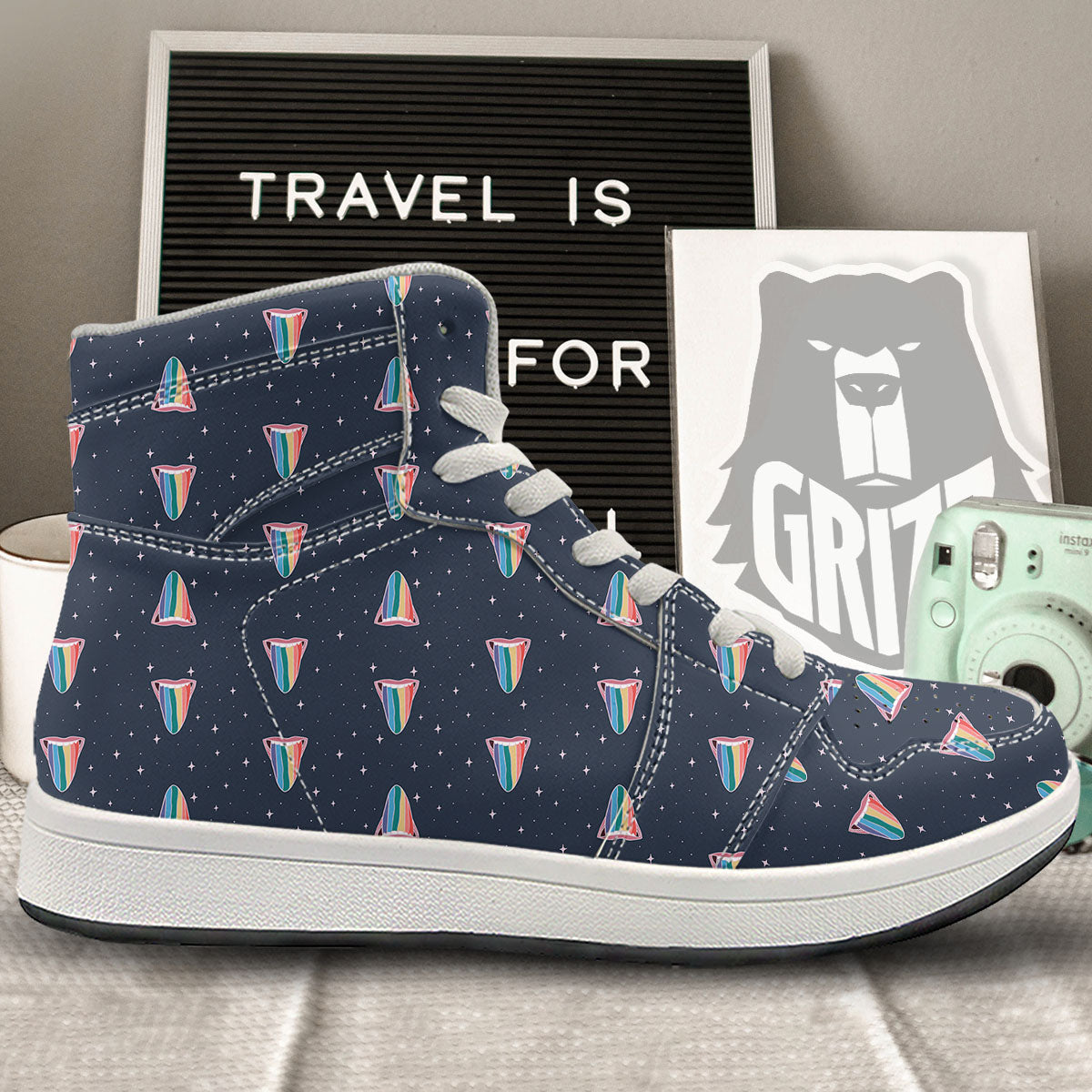 Tongue Gay Pride Print Pattern High Top Sneakers-grizzshop